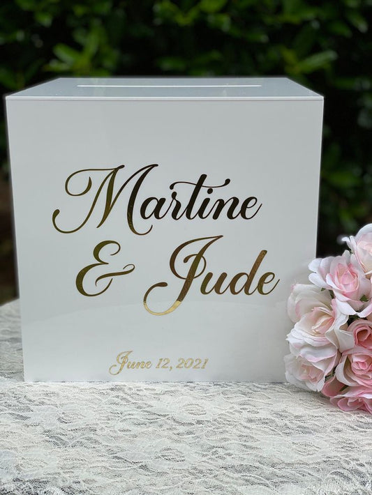 White Acrylic Card Box Rental