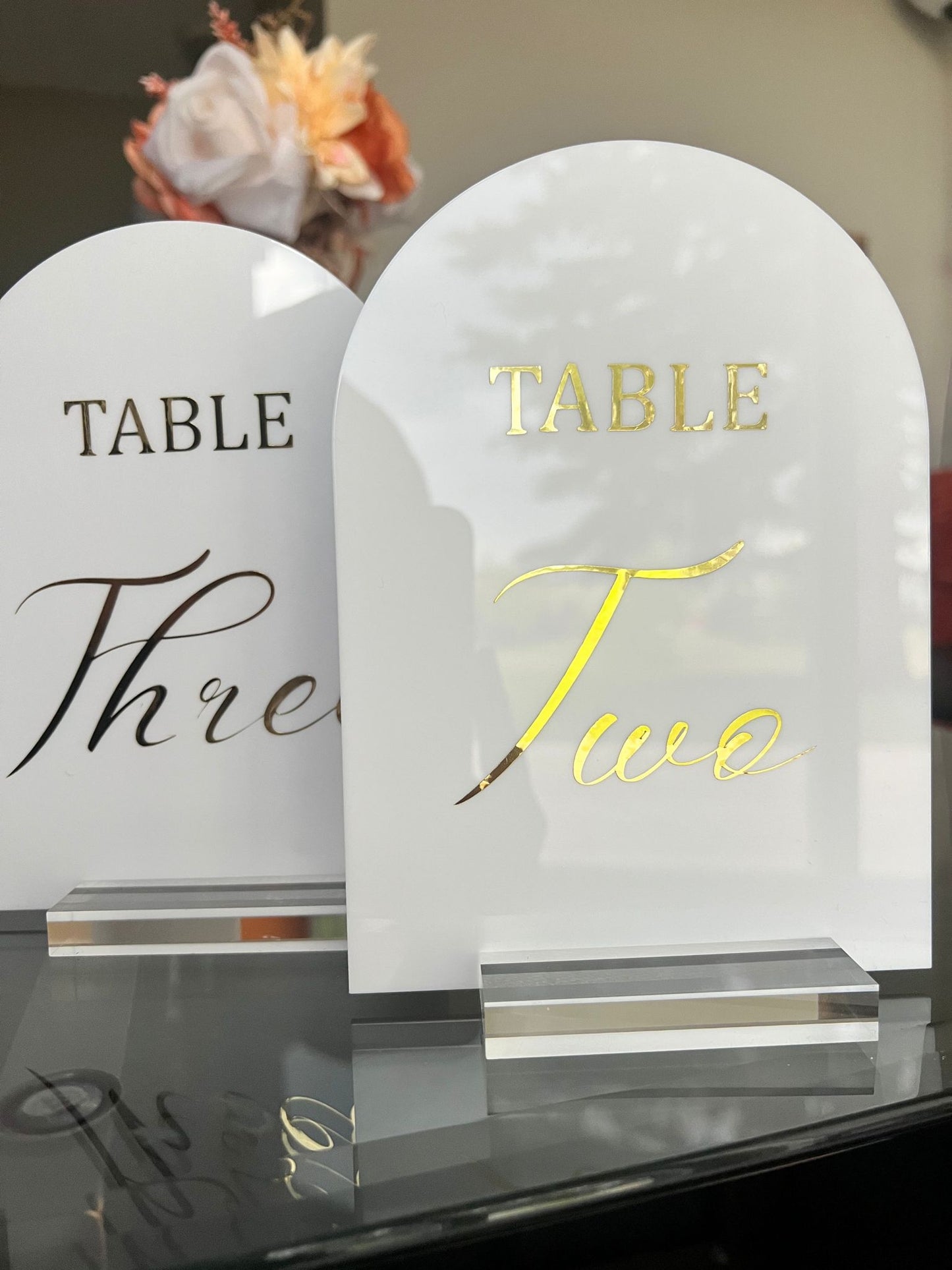 Arch Table Numbers with Acrylic Stand