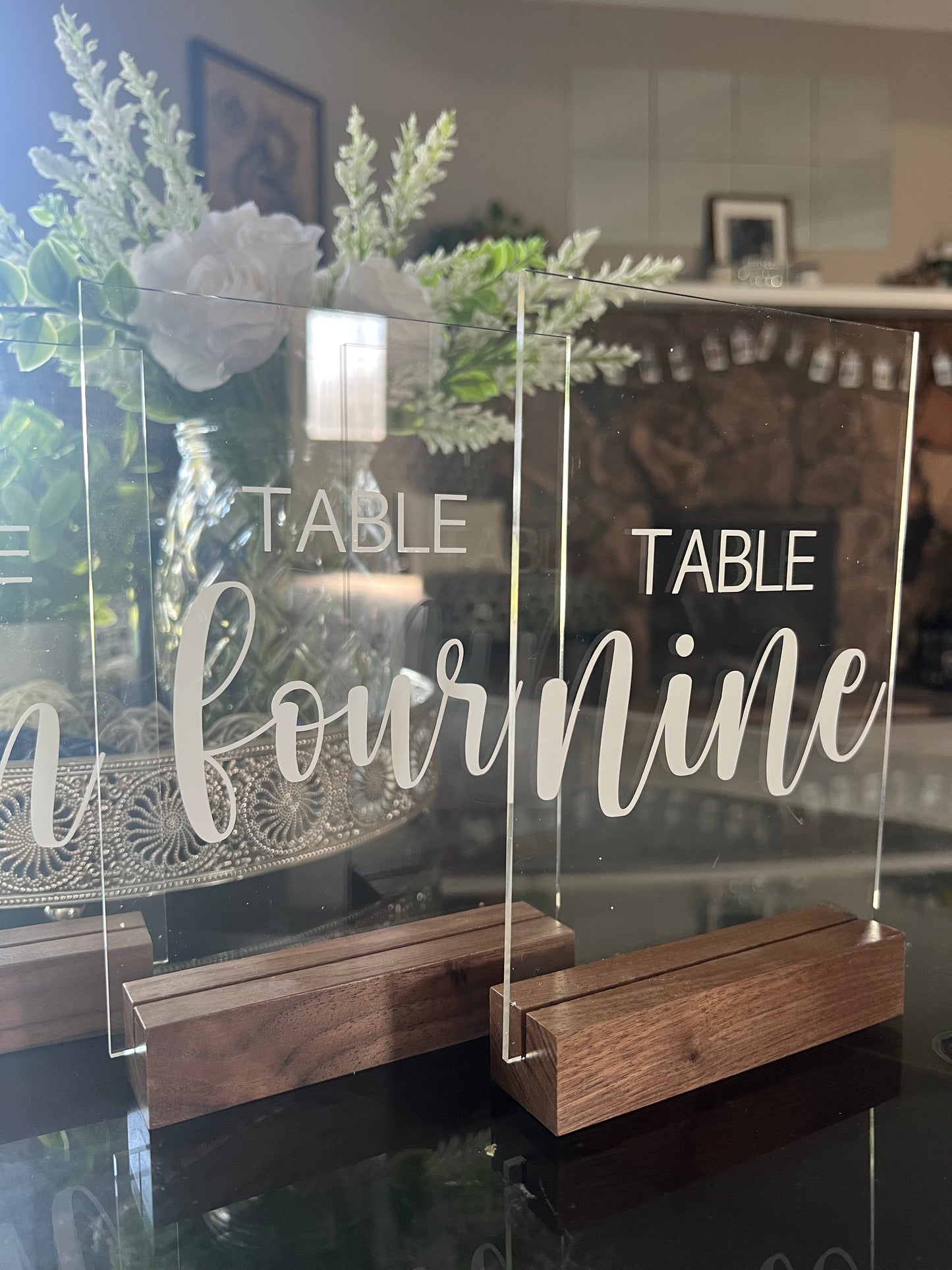 Acrylic Table Numbers with Wood Stand