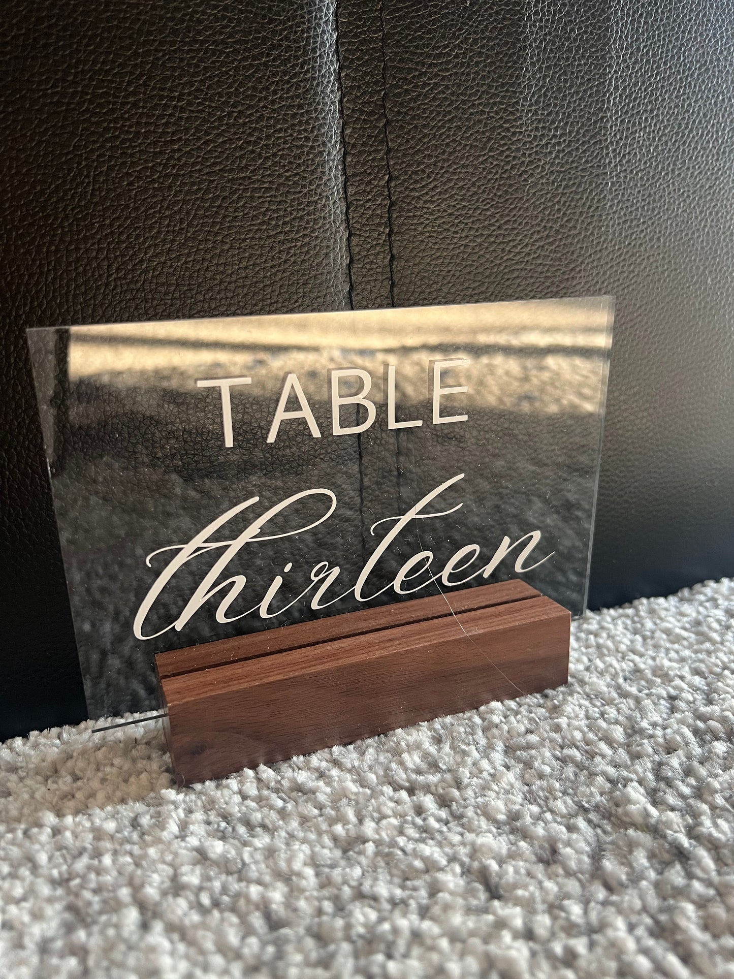 Acrylic Table Numbers with Wood Stand