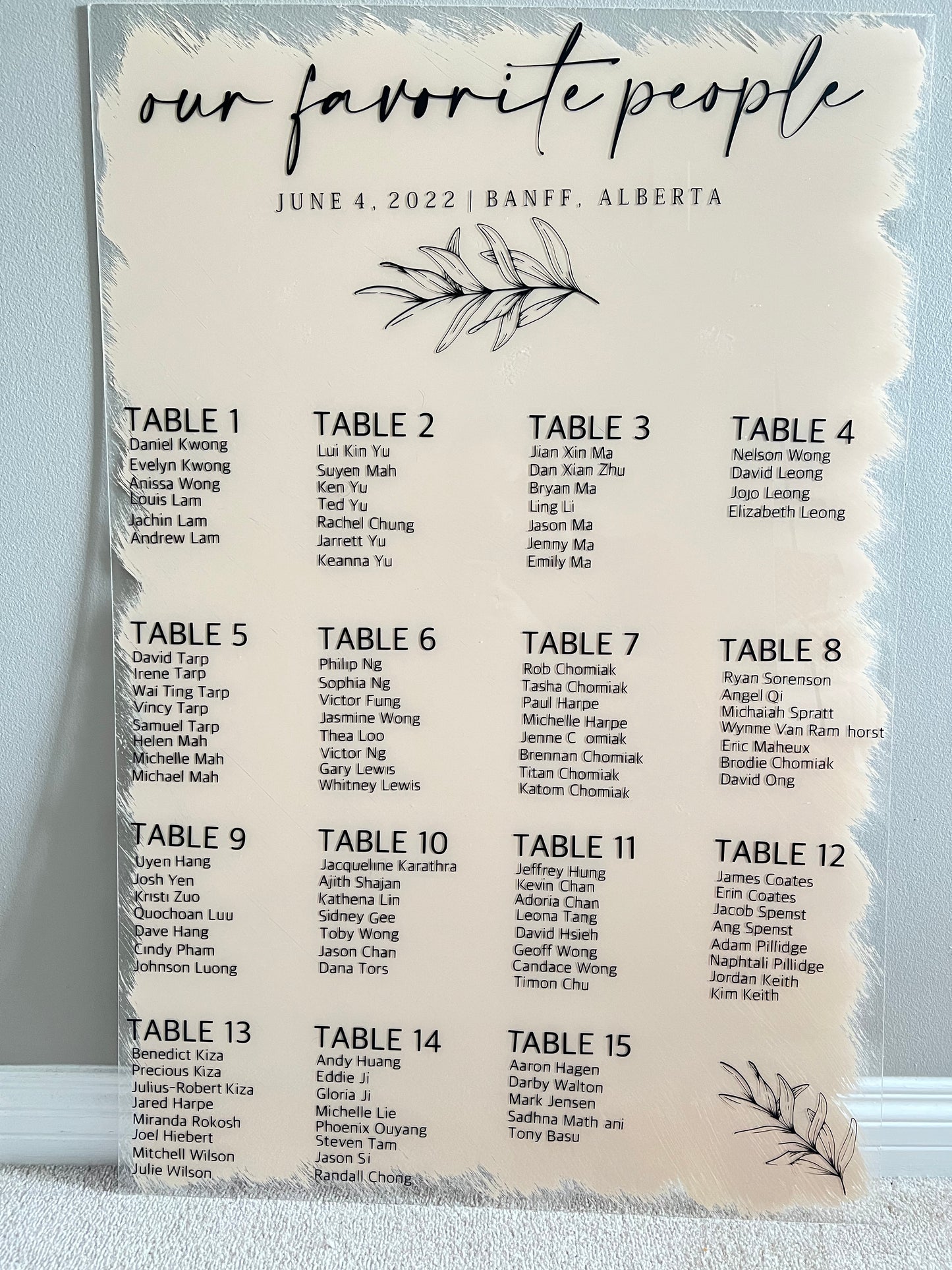 Acrylic Seating Chart